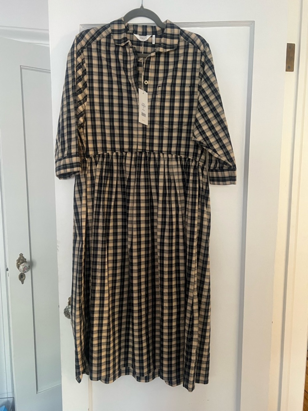Plaid Midi Shirt Dress size small